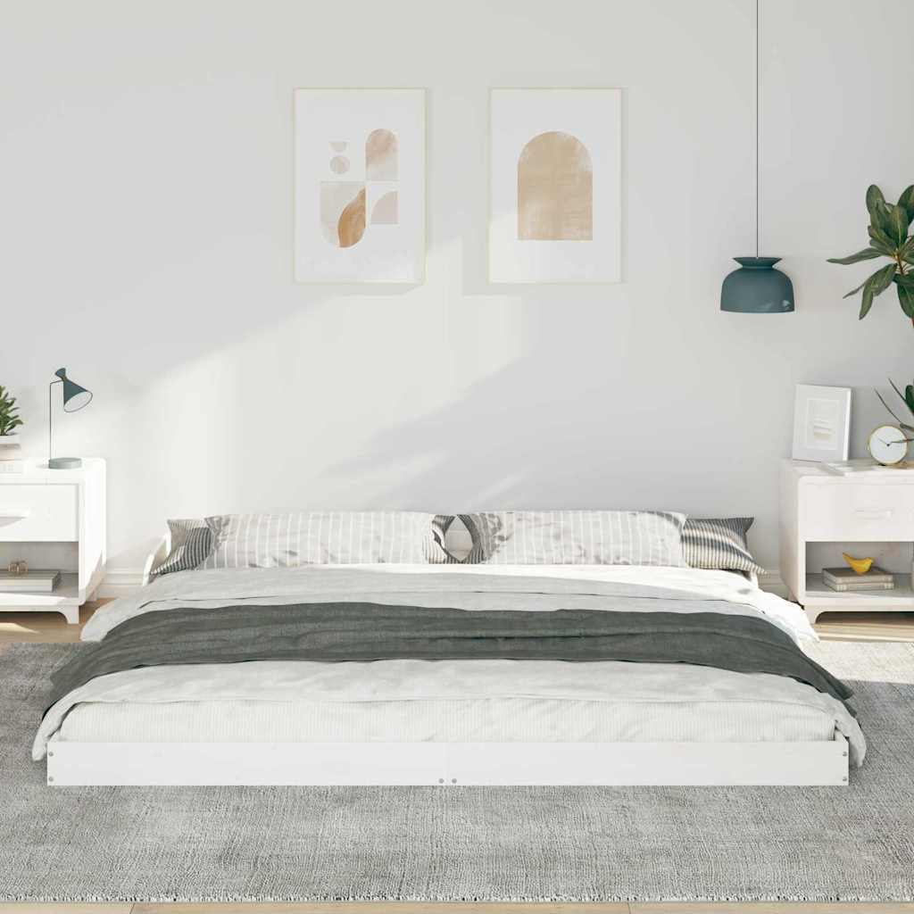 Bettrahmen Weiß 180 x 210 cm Massives Kiefernholz