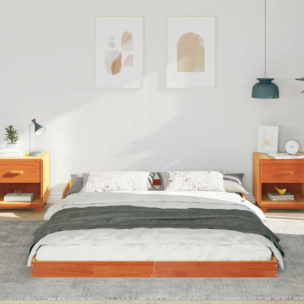 Bettrahmen Wachsbraun 160 x 220 cm Massives Kiefernholz