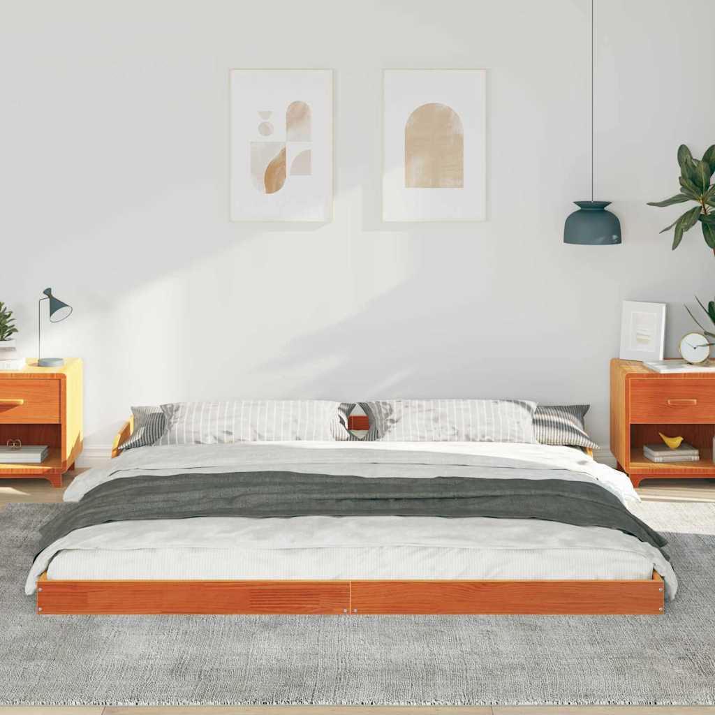 Bettrahmen Wachsbraun 180 x 220 cm Massives Kiefernholz