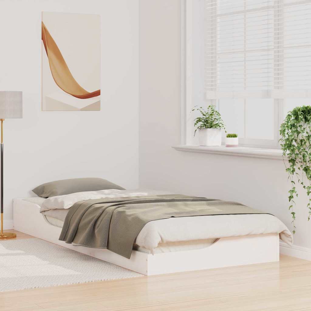 Bettrahmen Weiß 80 x 210 cm Massives Kiefernholz