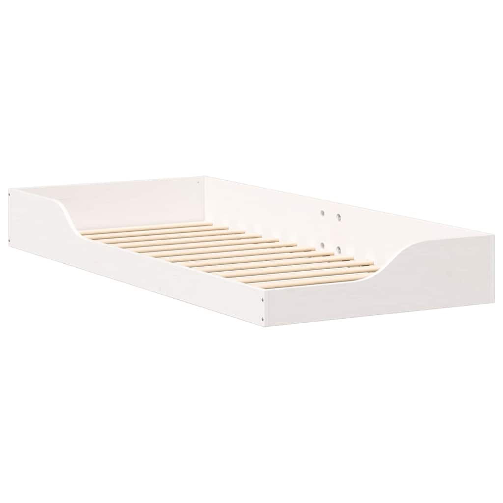 Bettrahmen Weiß 80 x 210 cm Massives Kiefernholz
