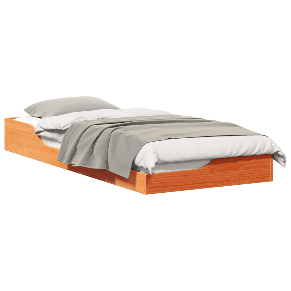 Bettrahmen Wachsbraun 100 x 210 cm Massives Kiefernholz
