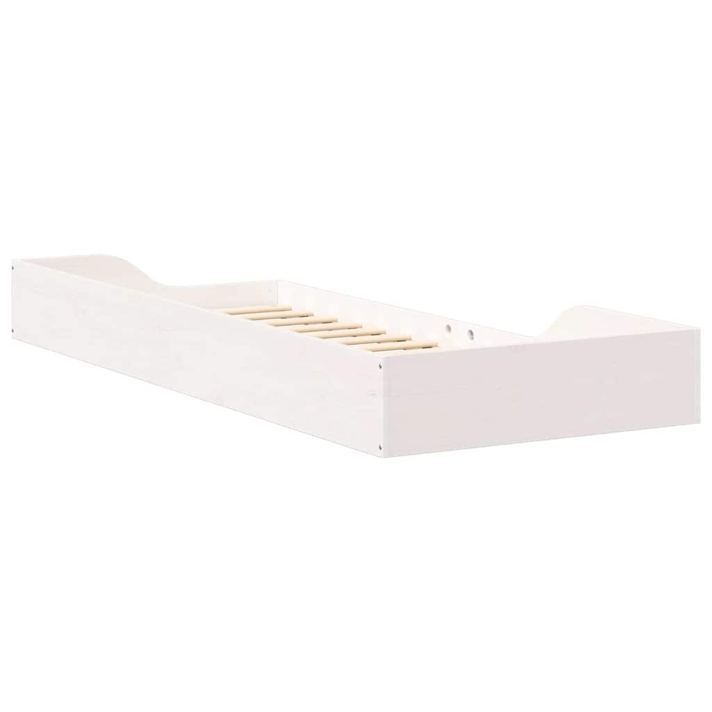 Bettrahmen Weiß 80 x 220 cm Massives Kiefernholz