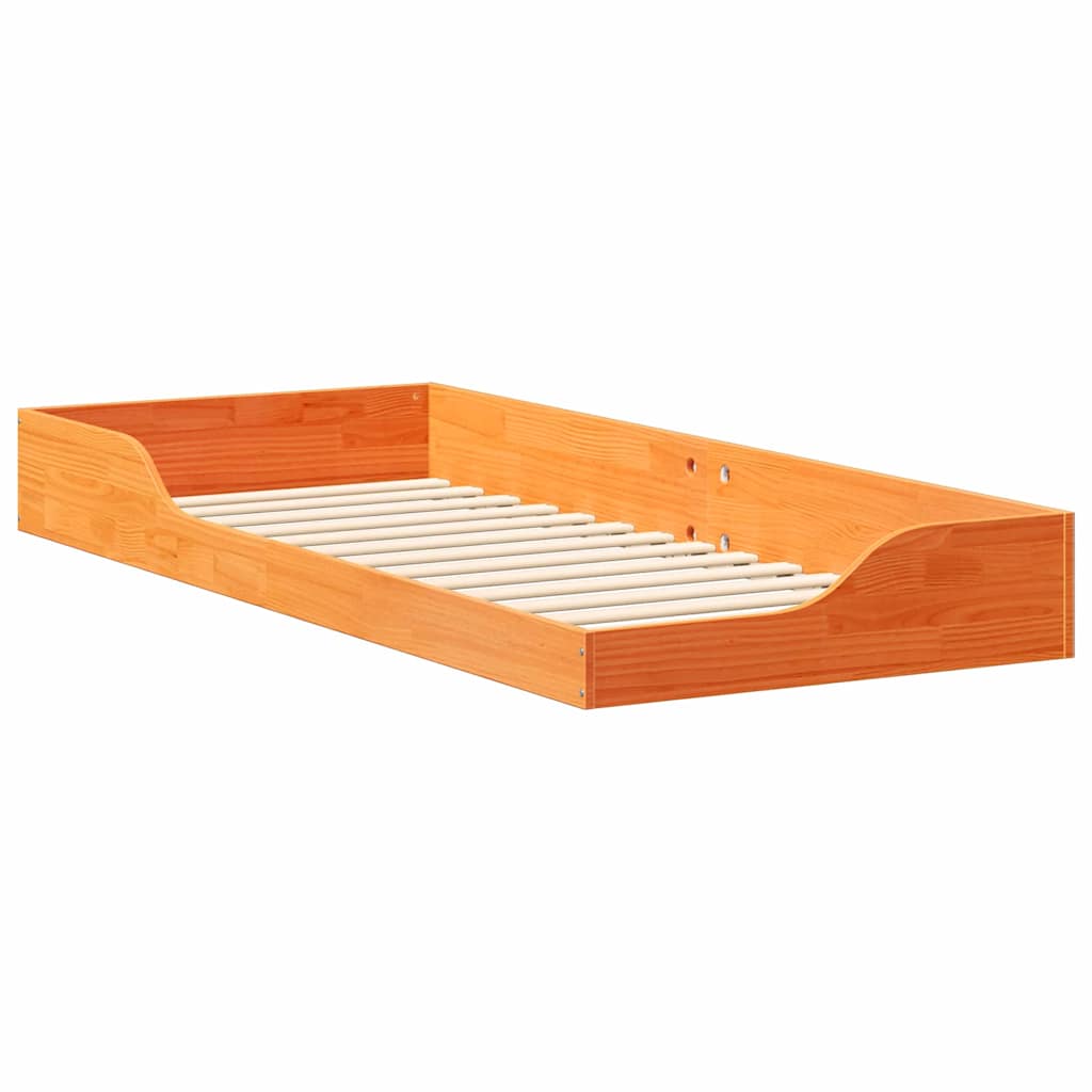 Bettrahmen Wachsbraun 80 x 220 cm Massives Kiefernholz