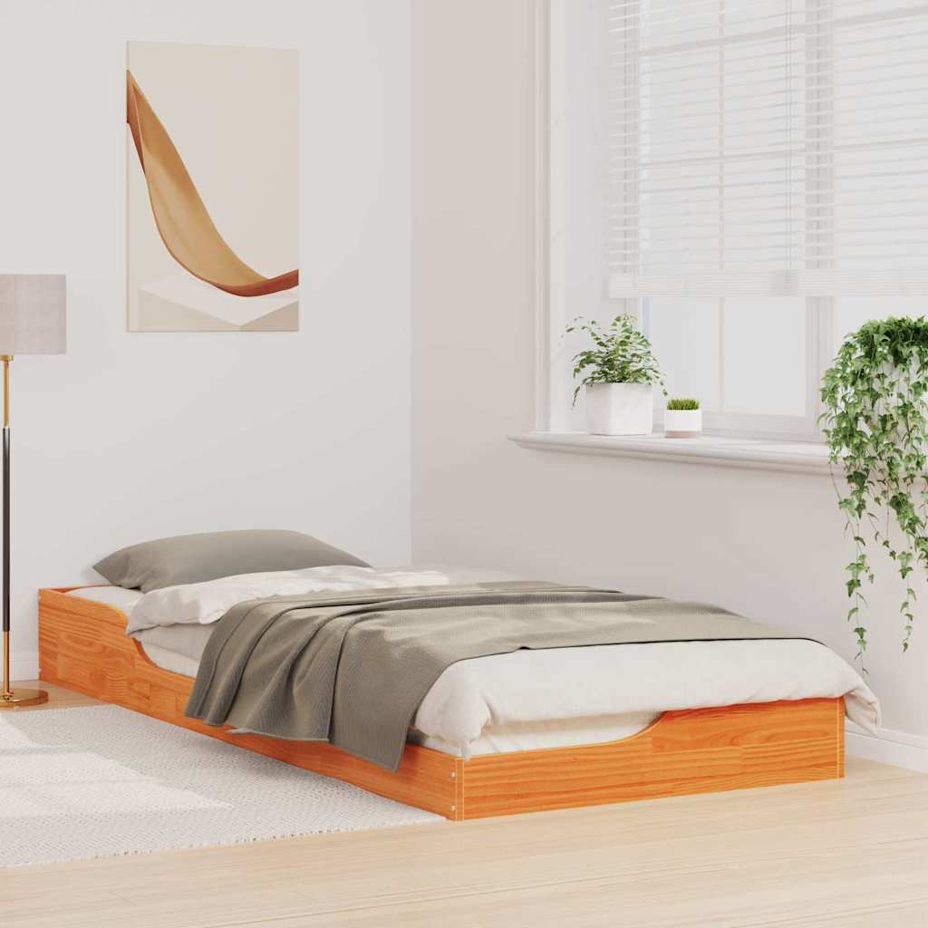 Bettrahmen Wachsbraun 90 x 220 cm Massives Kiefernholz