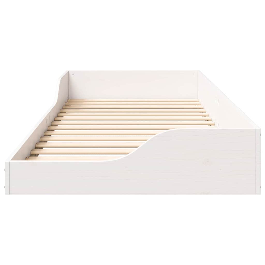 Bettrahmen Weiß 100 x 220 cm Massives Kiefernholz