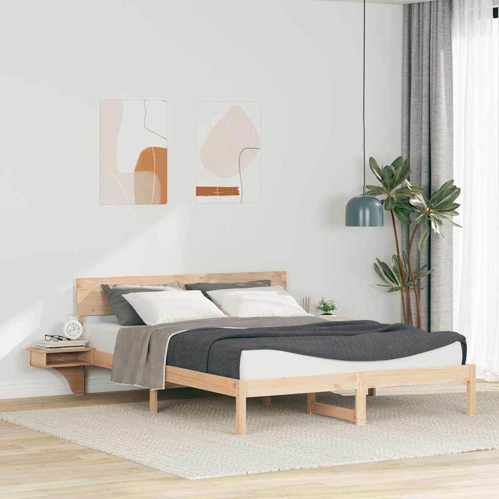Bettrahmen mit Kopfteil Braun 160 x 200 cm Massives Kiefernholz