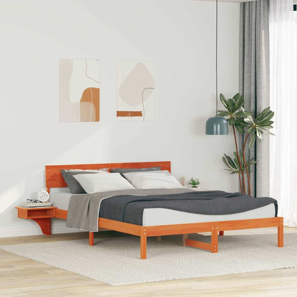 Bettrahmen Wachsbraun 150 x 200 cm Massives Kiefernholz