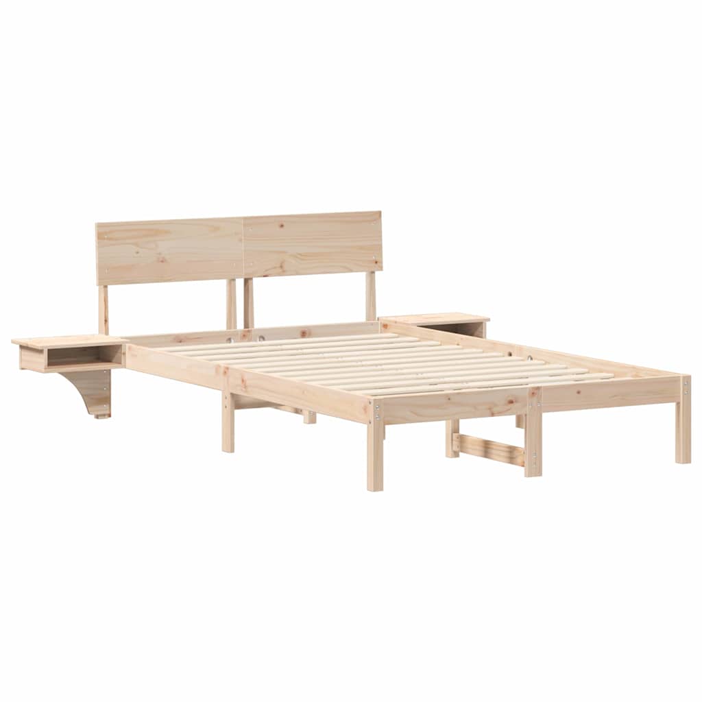 Bettrahmen mit Kopfteil Braun 140 x 190 cm Massives Kiefernholz