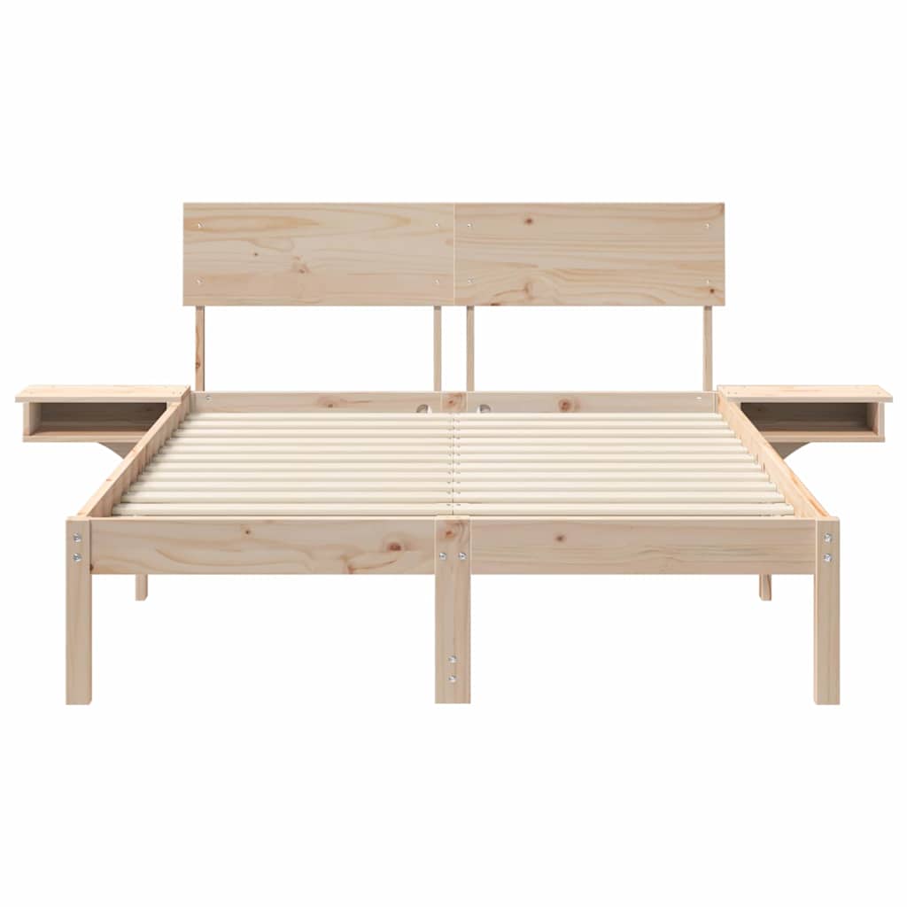 Bettrahmen mit Kopfteil Braun 140 x 190 cm Massives Kiefernholz