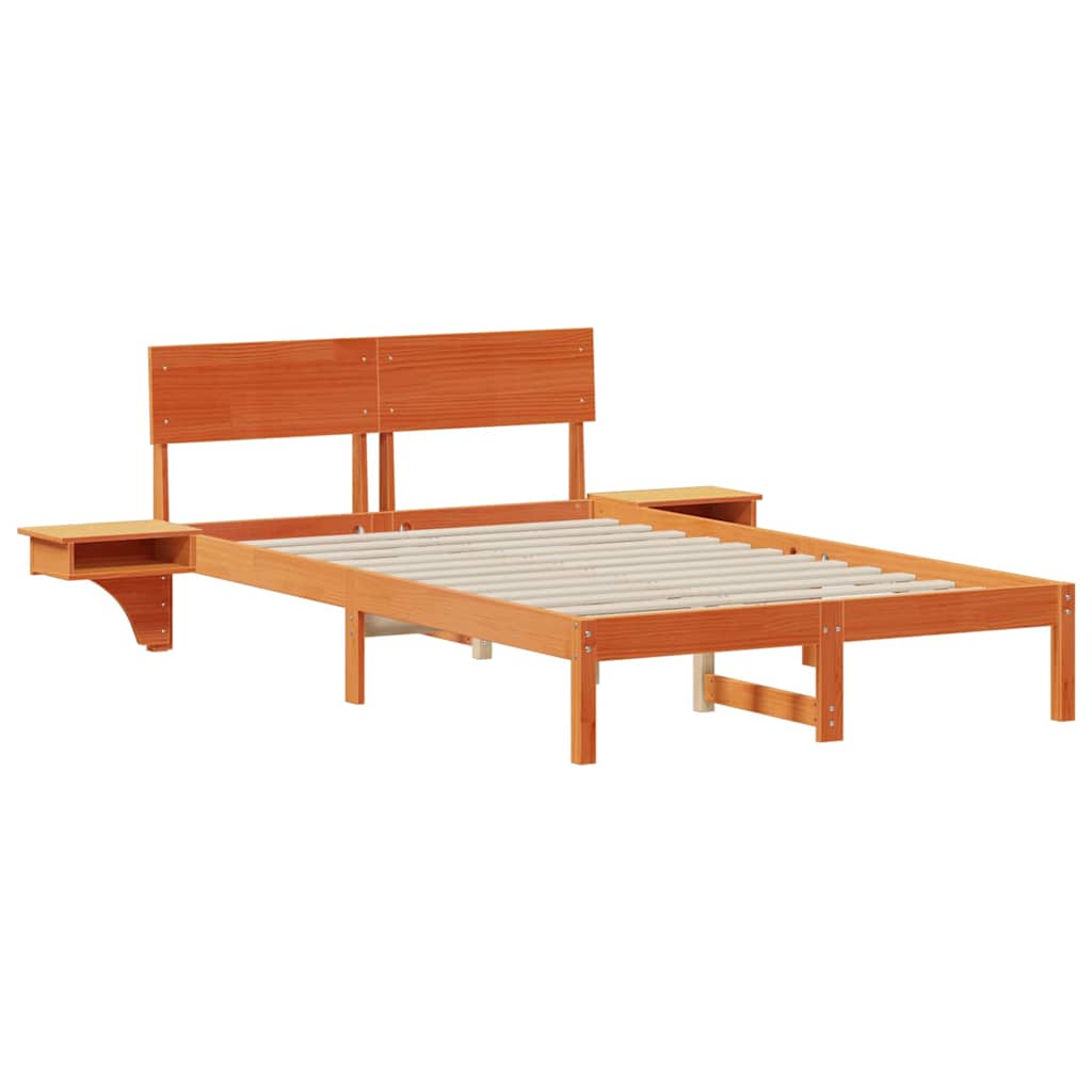 Bettrahmen Wachsbraun 140 x 190 cm Massives Kiefernholz