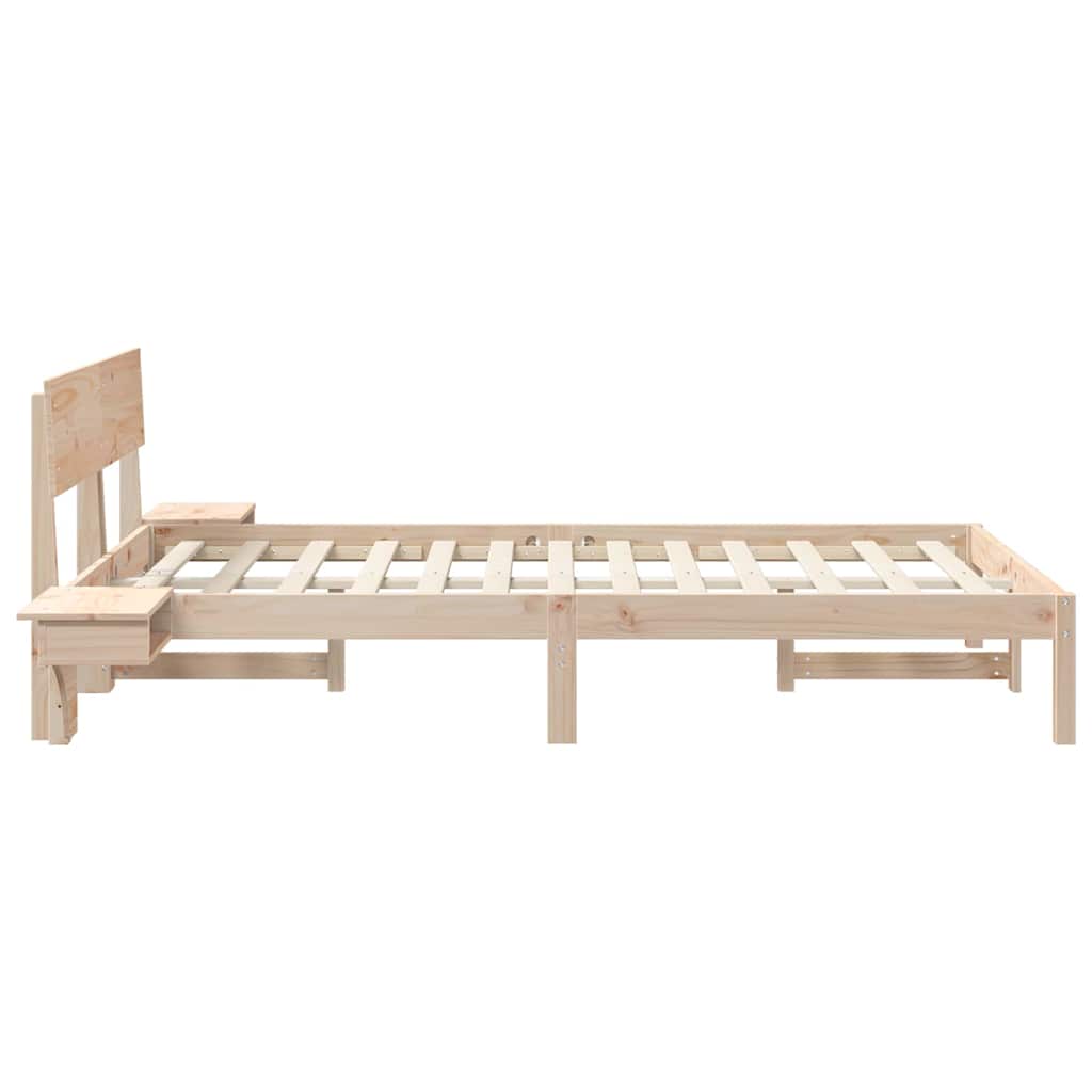 Bettrahmen mit Kopfteil Braun 135 x 190 cm Massives Kiefernholz