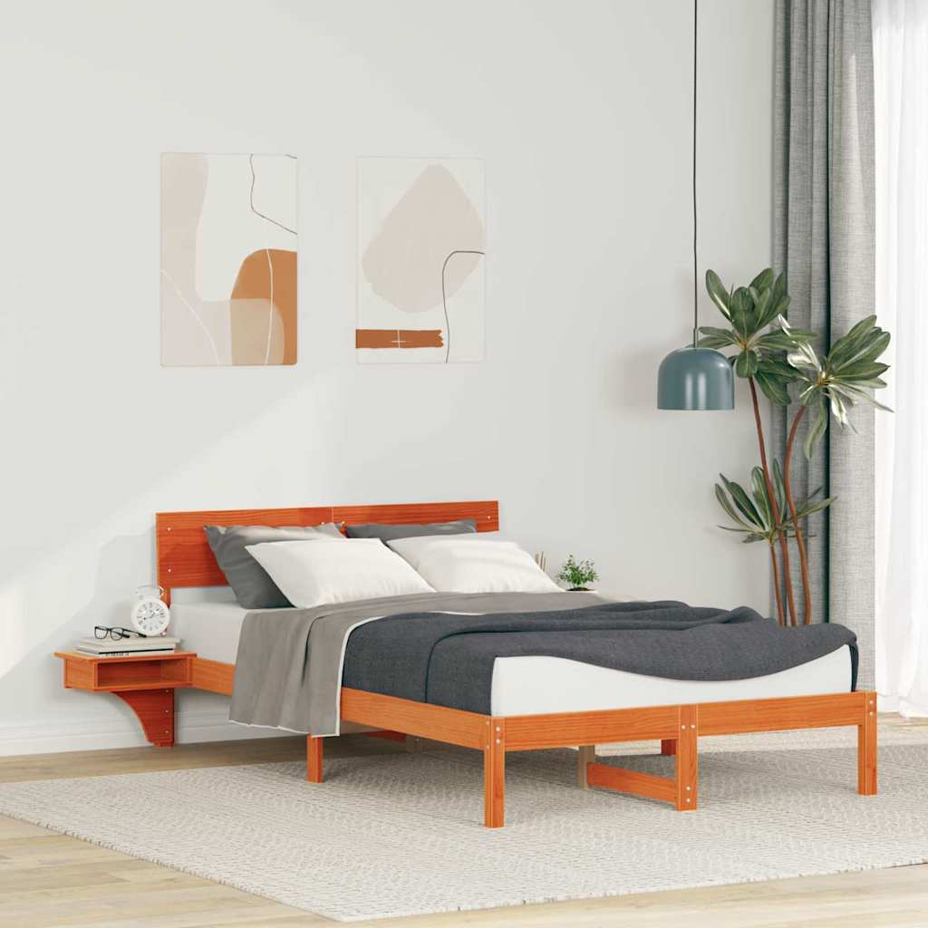 Bettrahmen Wachsbraun 135 x 190 cm Massives Kiefernholz