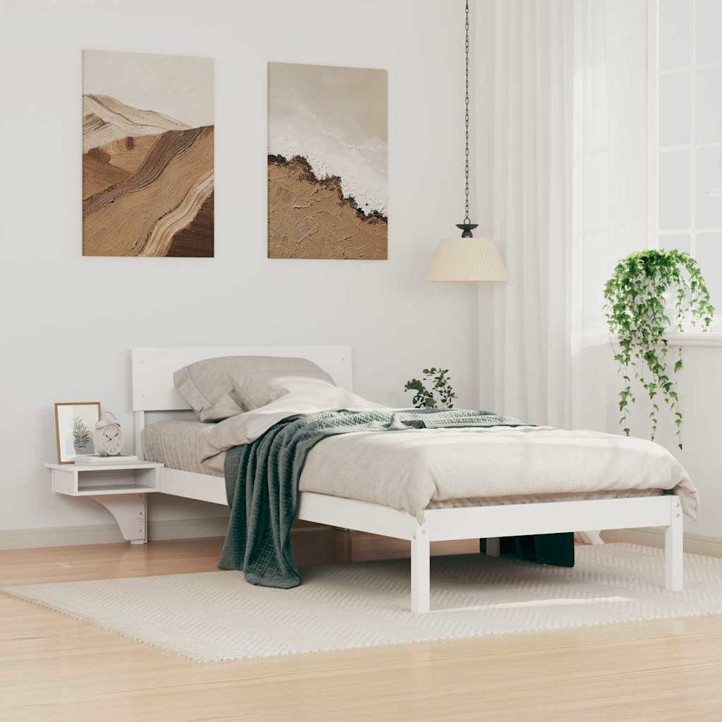 Bettrahmen mit Kopfteil Weiß 100 x 200 cm Massives Kiefernholz
