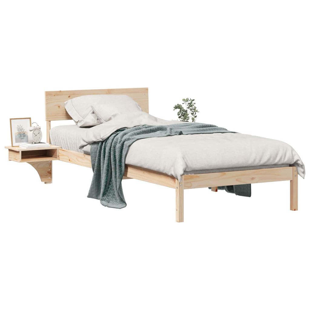 Bettrahmen mit Kopfteil Braun 90 x 190 cm Massives Kiefernholz