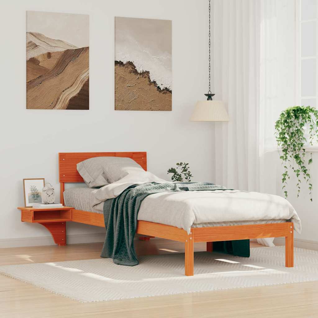Bettrahmen Wachsbraun 75 x 190 cm Massives Kiefernholz