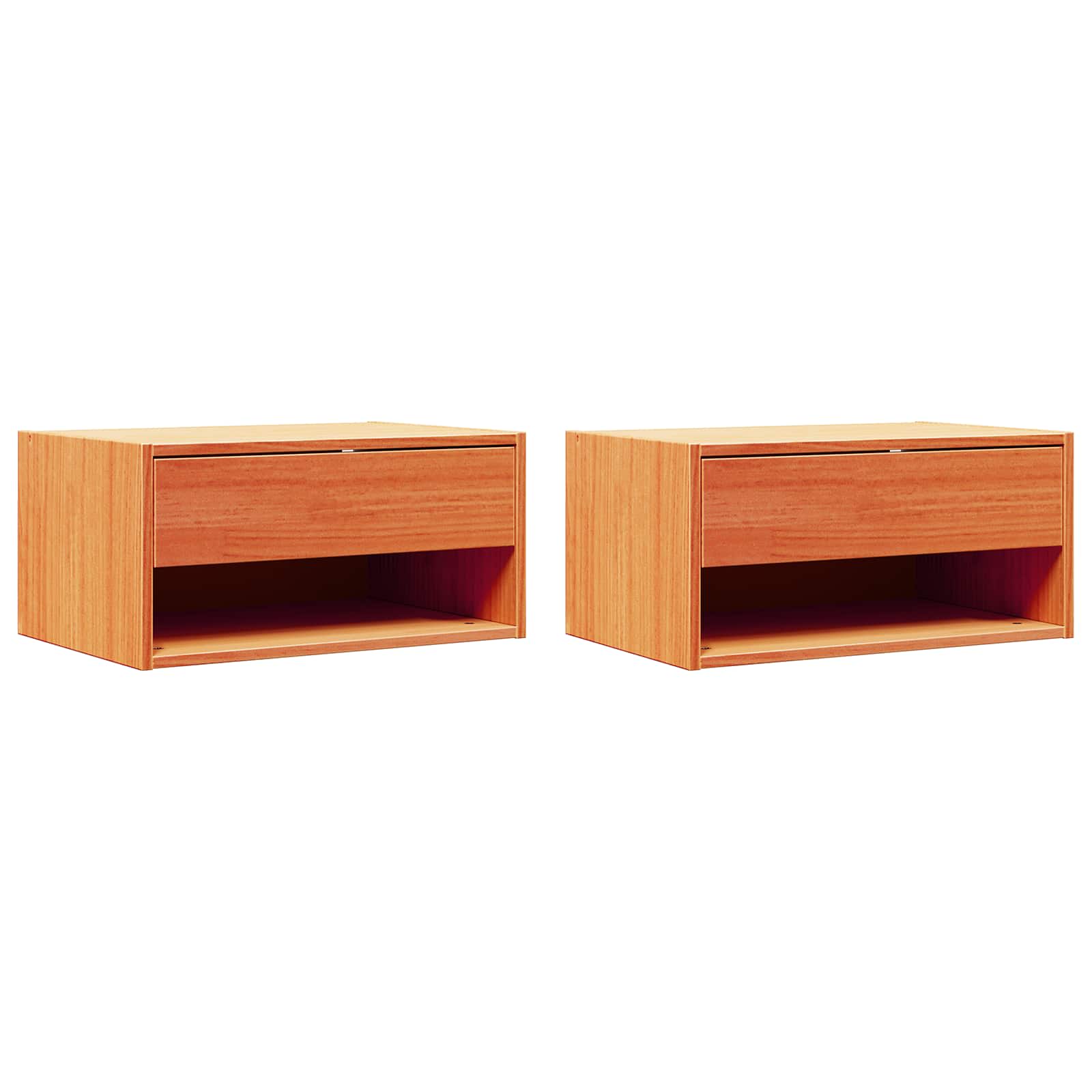 Nachttisch 2 pcs Wachsbraun 50 x 32,5 x 24 cm Massivholz Kiefer