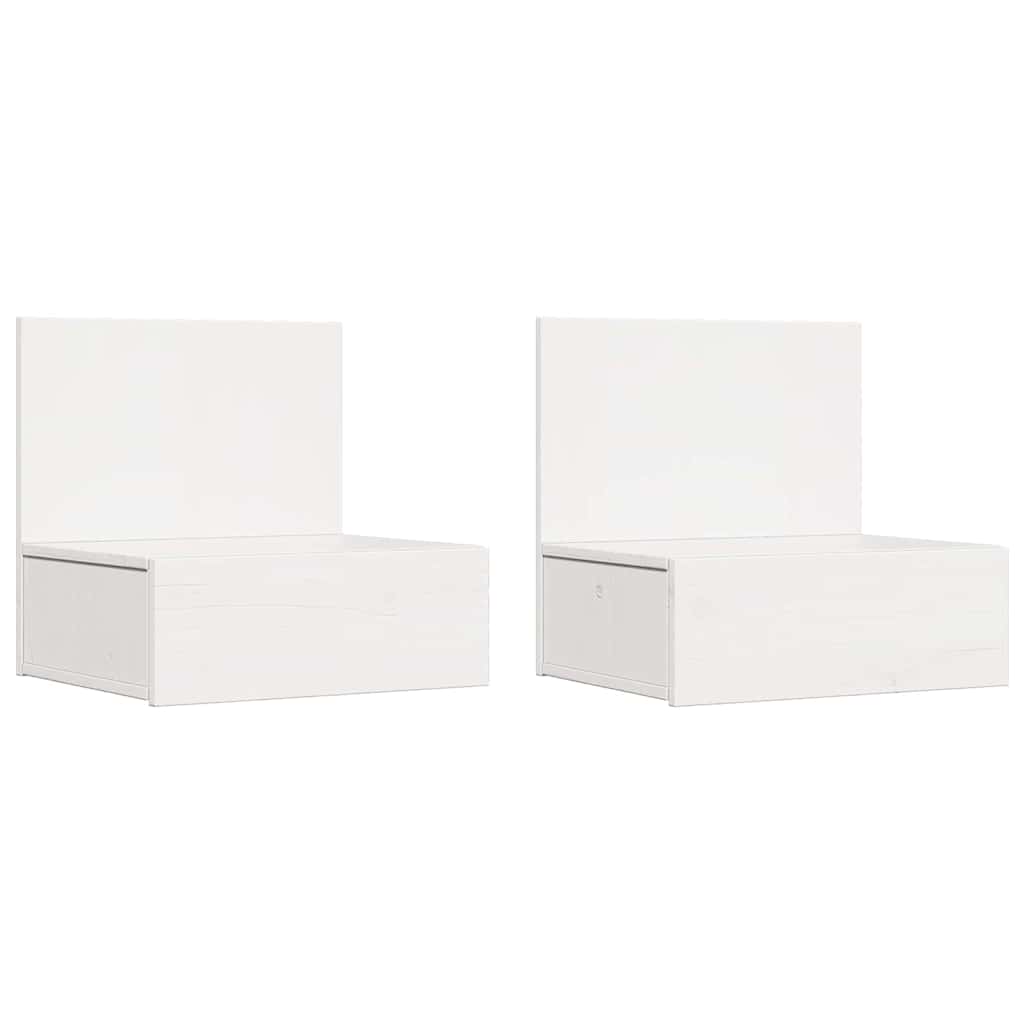 Nachttisch 2 pcs Weiß 42 x 32,5 x 40 cm Massivholz Kiefer