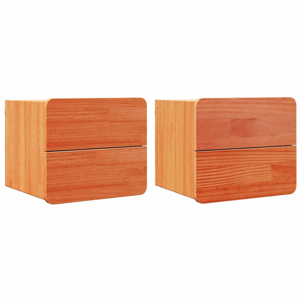 Nachttisch 2 pcs Braun 39 x 34 x 33 cm Massivholz Kiefer