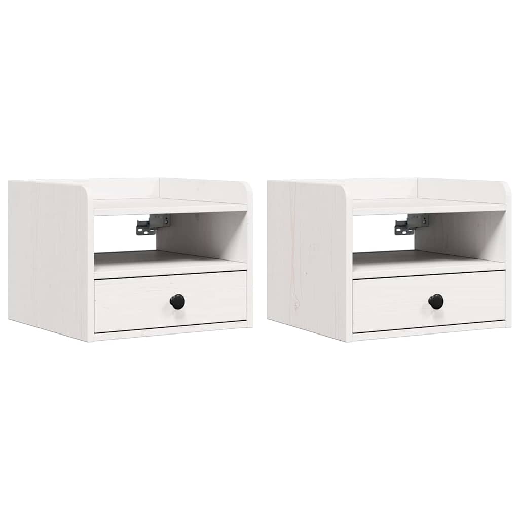 Nachttisch 2 pcs Weiß 38 x 36 x 29,5 cm Massivholz Kiefer
