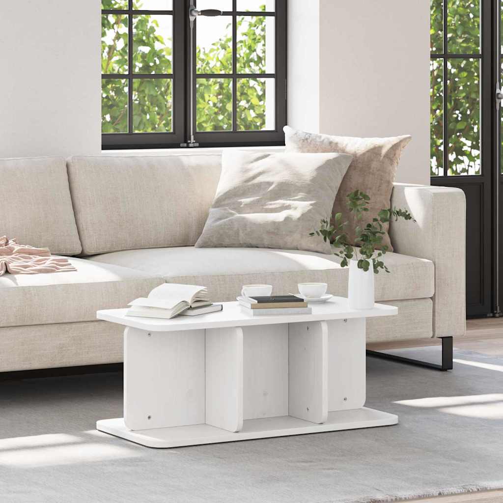 Couchtisch Weiß 80 x 39,5 x 33,5 cm Massivholz Kiefer