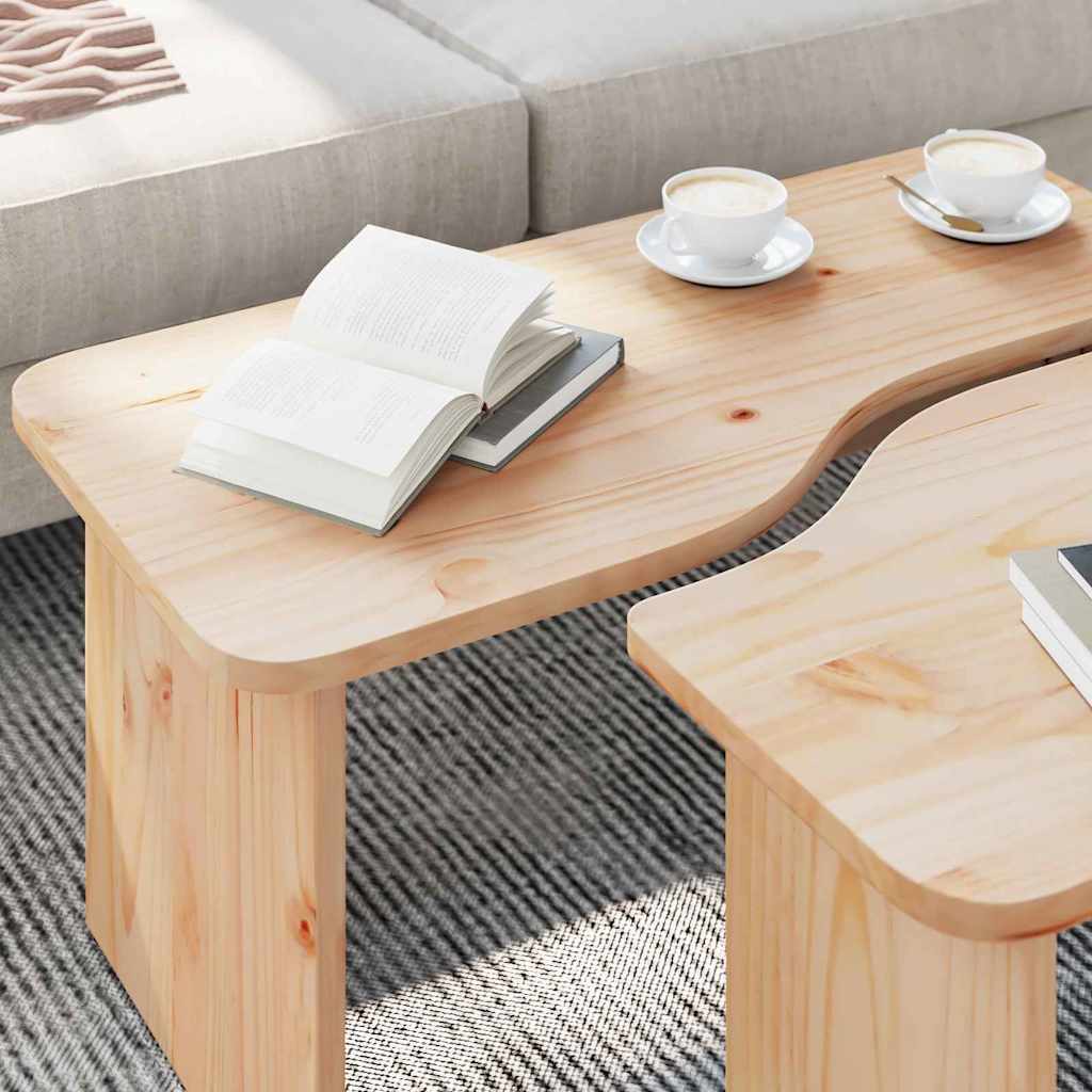Couchtisch 2 pcs Natur Massivholz Kiefer