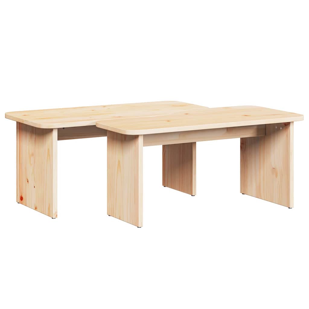 Couchtisch 2 pcs Natur Massivholz Kiefer