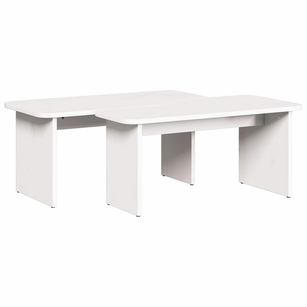 Couchtisch 2 pcs Weiß Massivholz Kiefer
