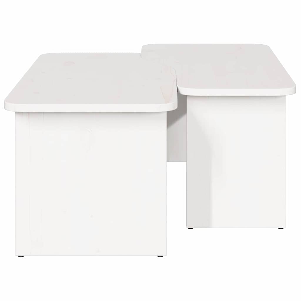Couchtisch 2 pcs Weiß Massivholz Kiefer