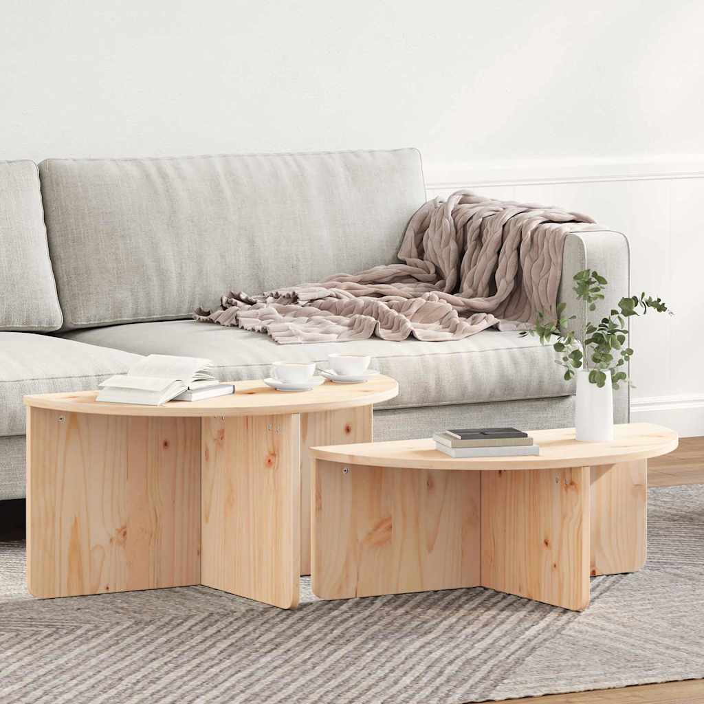 Couchtisch 2 pcs Natur Massivholz Kiefer