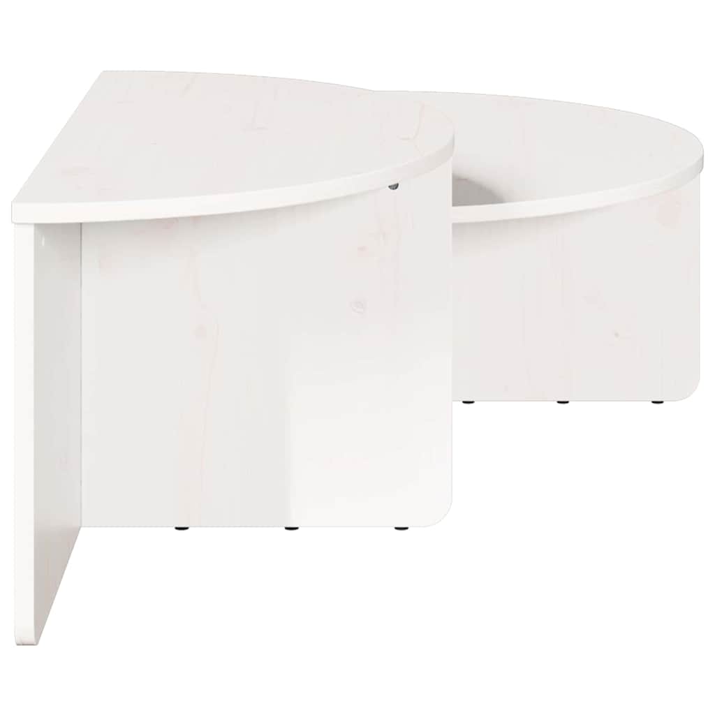 Couchtisch 2 pcs Weiß Massivholz Kiefer