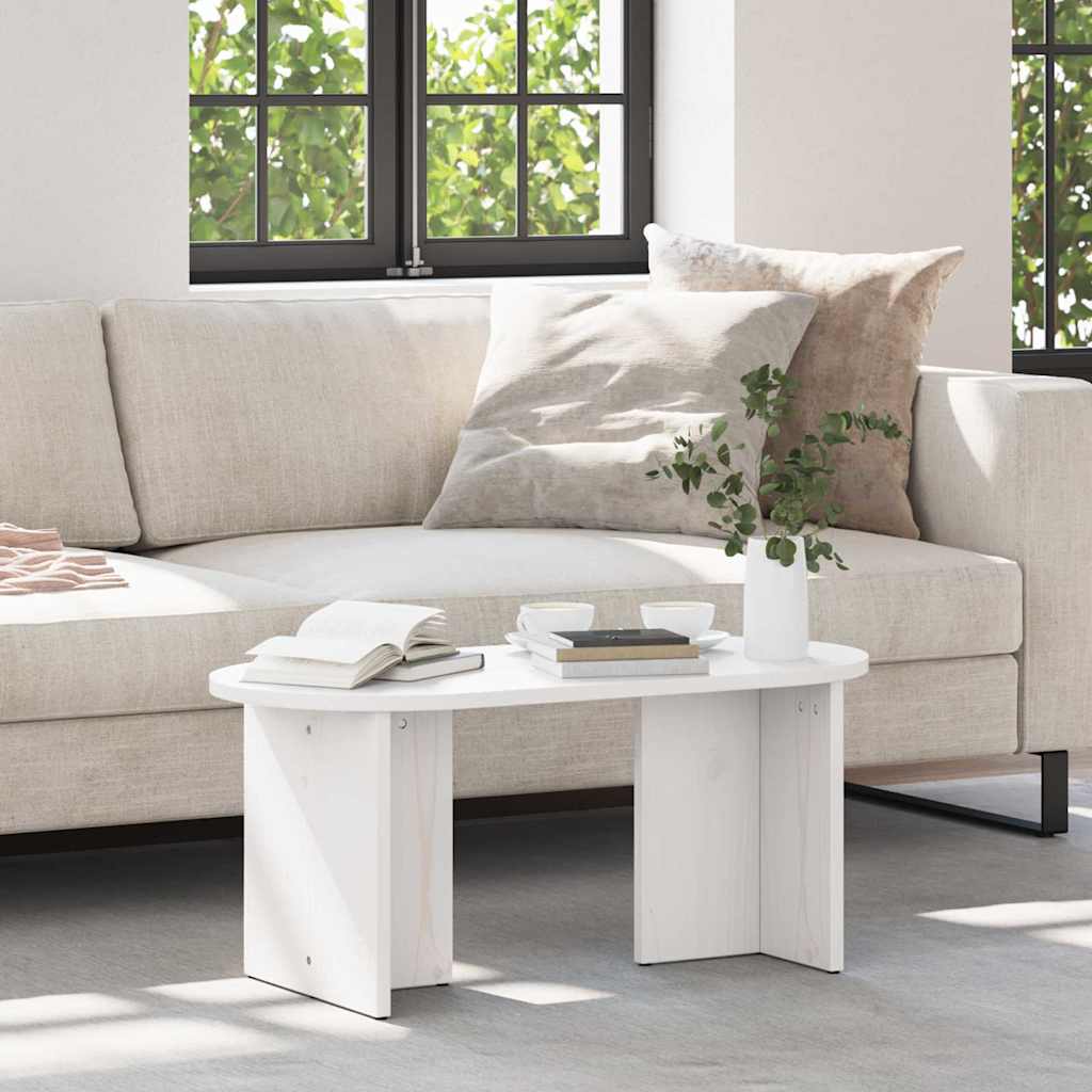Couchtisch Weiß 80 x 39,5 x 35 cm Massivholz Kiefer