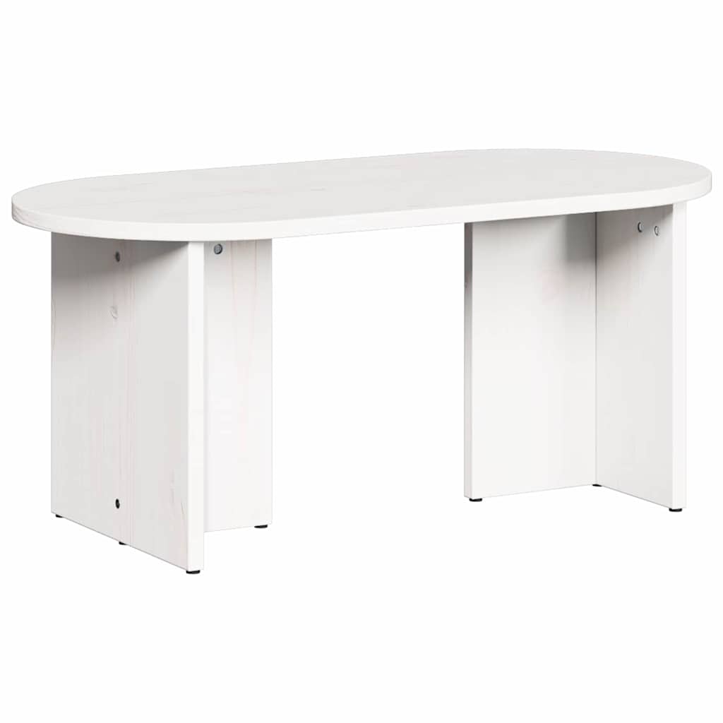 Couchtisch Weiß 80 x 39,5 x 35 cm Massivholz Kiefer
