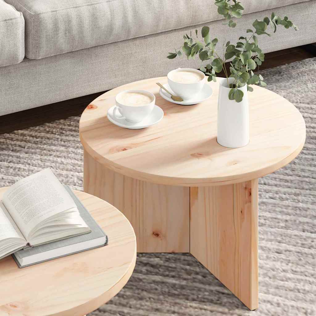Couchtisch 2 pcs Natur Massivholz Kiefer