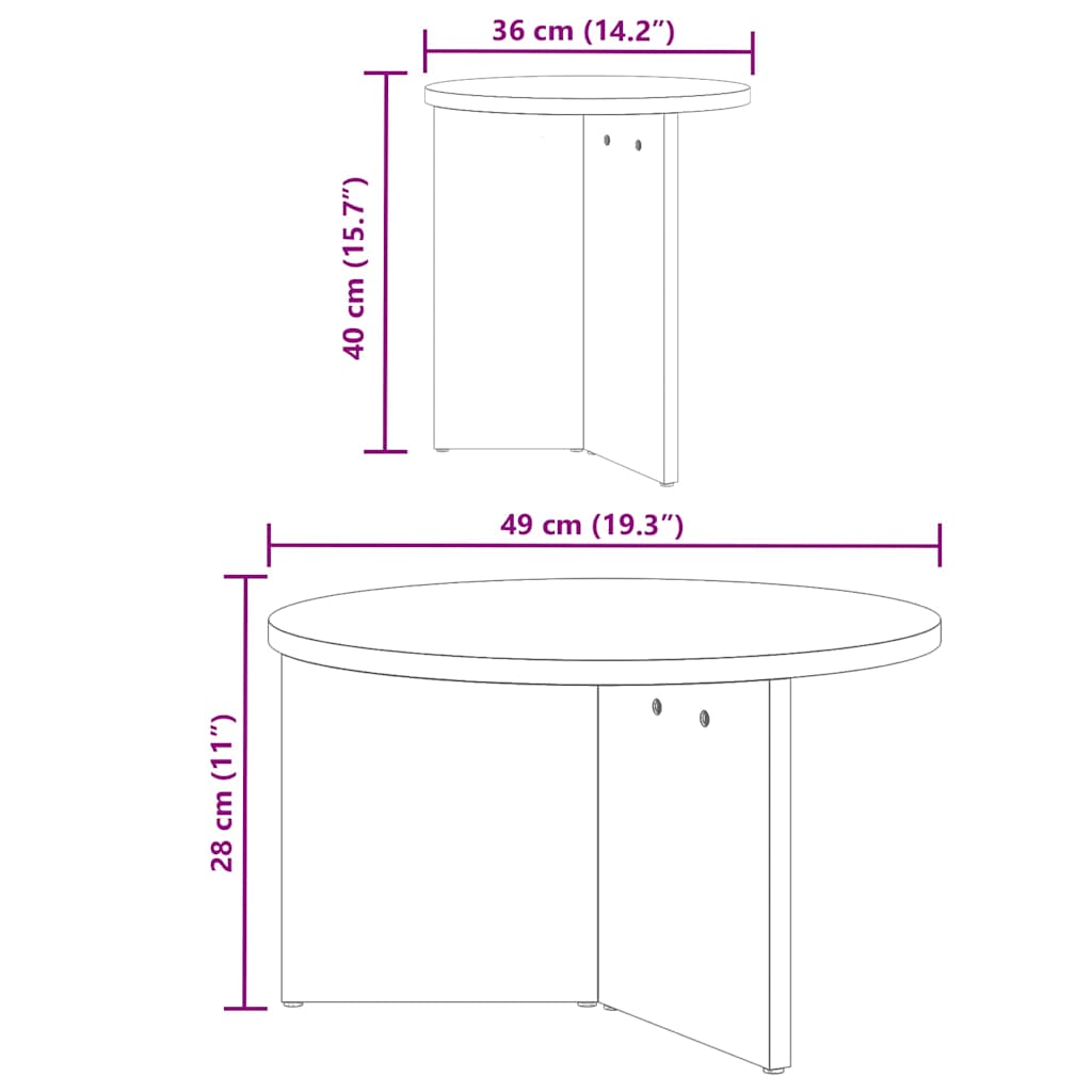 Couchtisch 2 pcs Natur Massivholz Kiefer