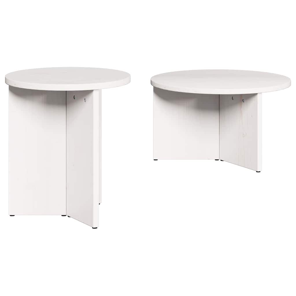 Couchtisch 2 pcs Weiß Massivholz Kiefer