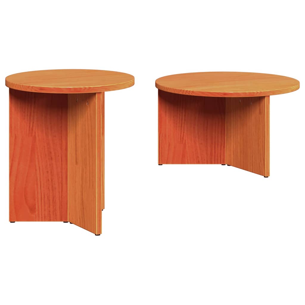 Couchtisch 2 pcs Wachsbraun Massivholz Kiefer