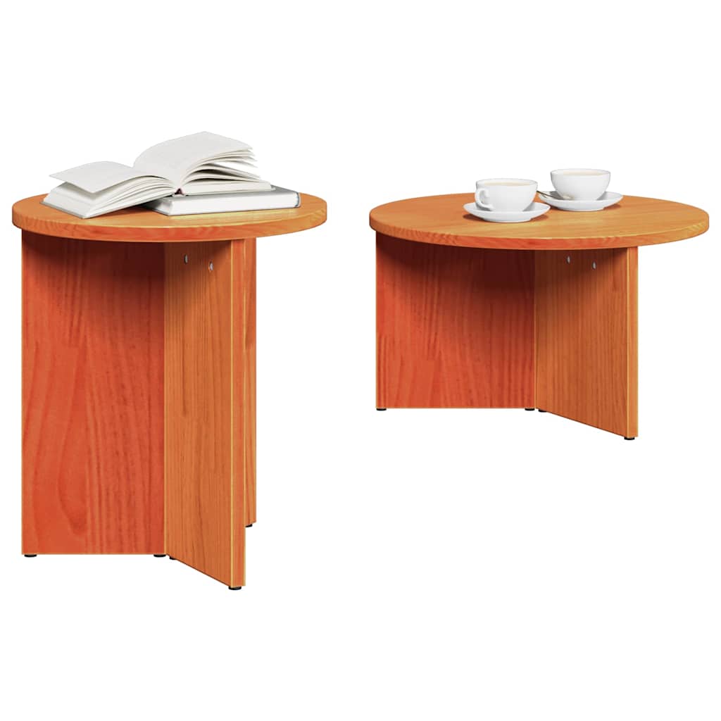 Couchtisch 2 pcs Wachsbraun Massivholz Kiefer