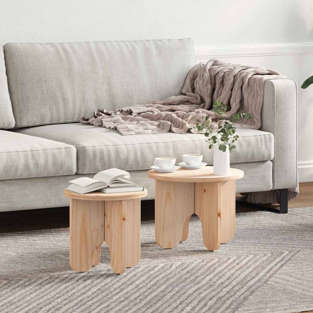 Couchtisch 2 pcs Natur Massivholz Kiefer