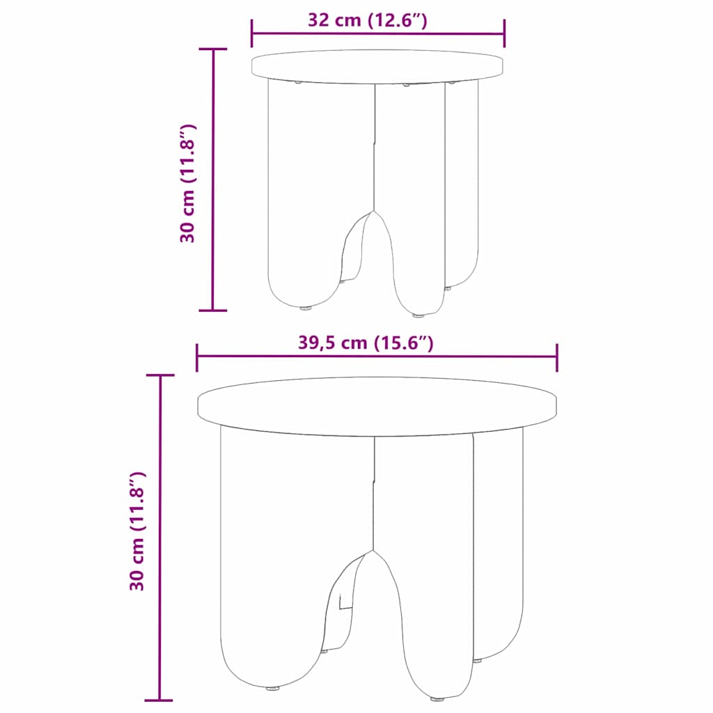 Couchtisch 2 pcs Natur Massivholz Kiefer