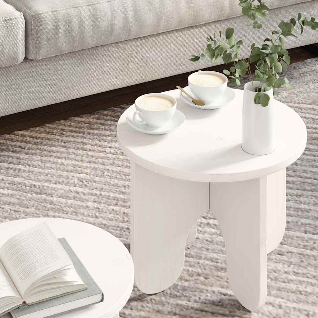 Couchtisch 2 pcs Weiß Massivholz Kiefer