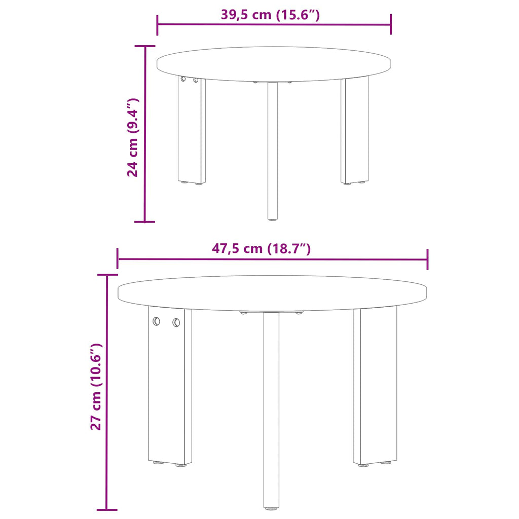 Couchtisch 2 pcs Natur Massivholz Kiefer