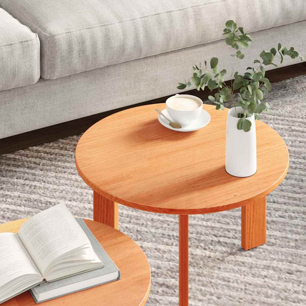 Couchtisch 2 pcs Wachsbraun Massivholz Kiefer