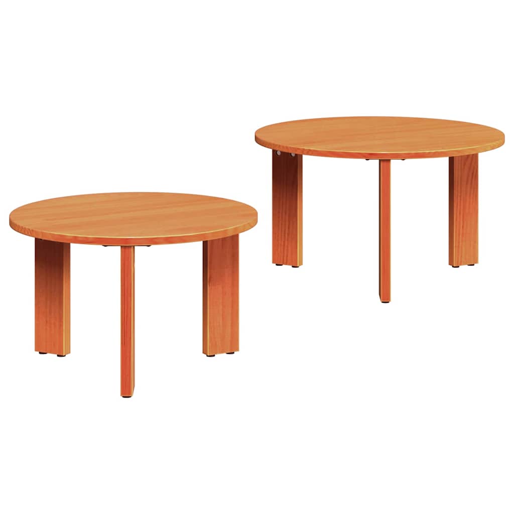 Couchtisch 2 pcs Wachsbraun Massivholz Kiefer