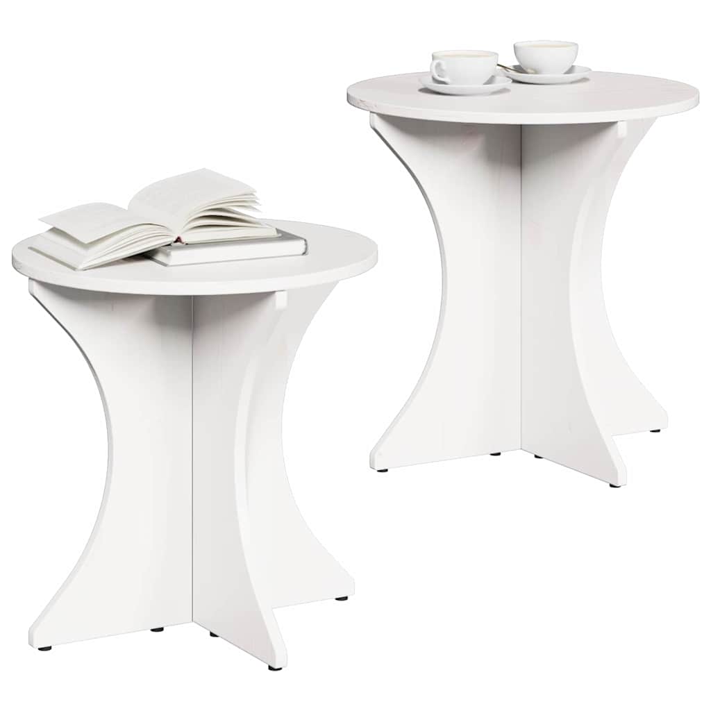 Couchtisch 2 pcs Weiß Massivholz Kiefer