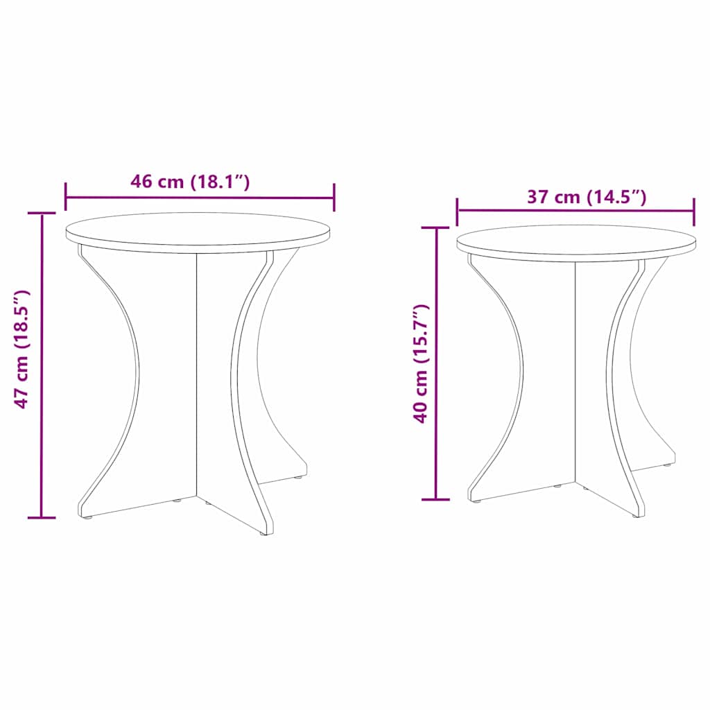 Couchtisch 2 pcs Weiß Massivholz Kiefer