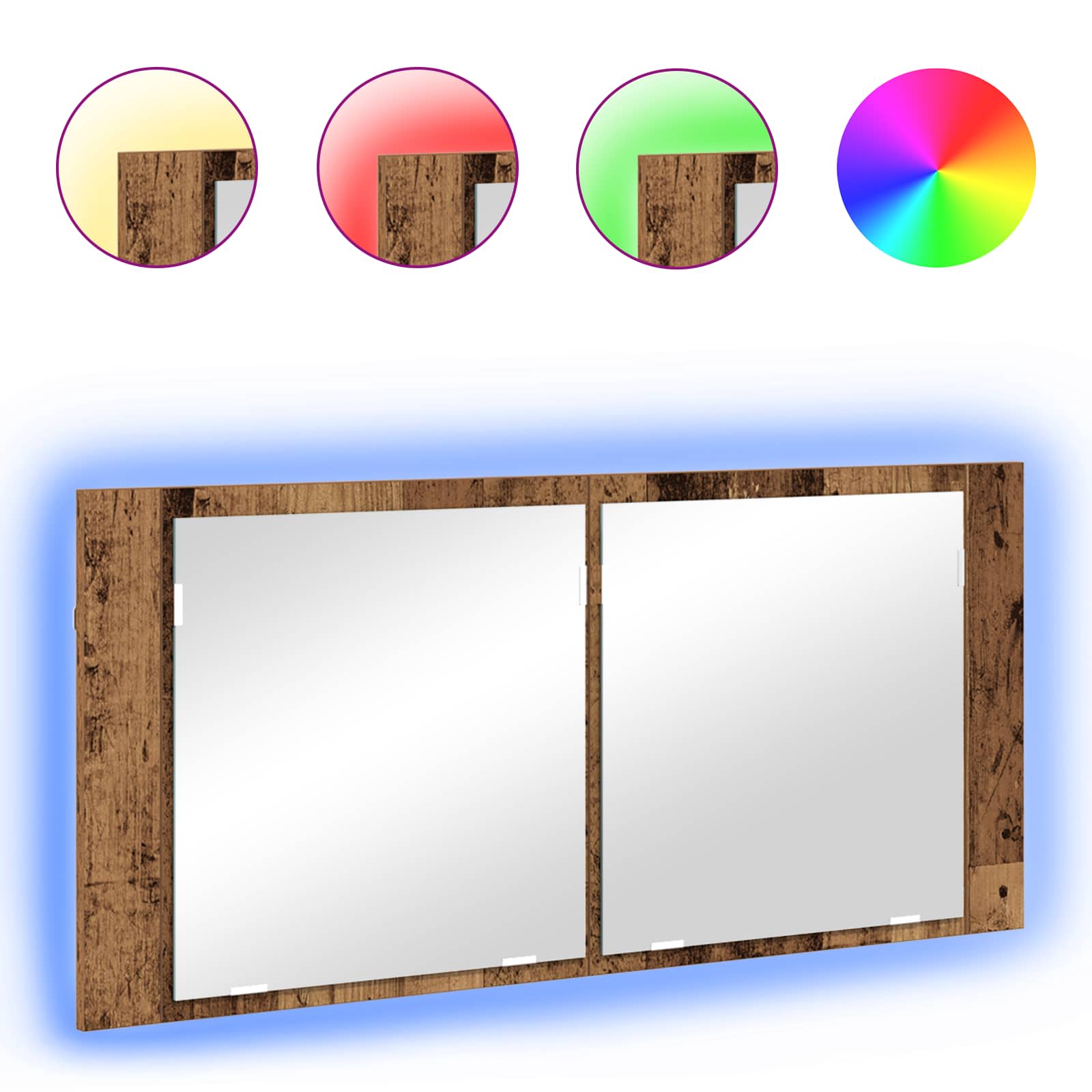 LED Spiegel-Schrank Altholz 100 x 12 x 45 cm Holzwerkstoff