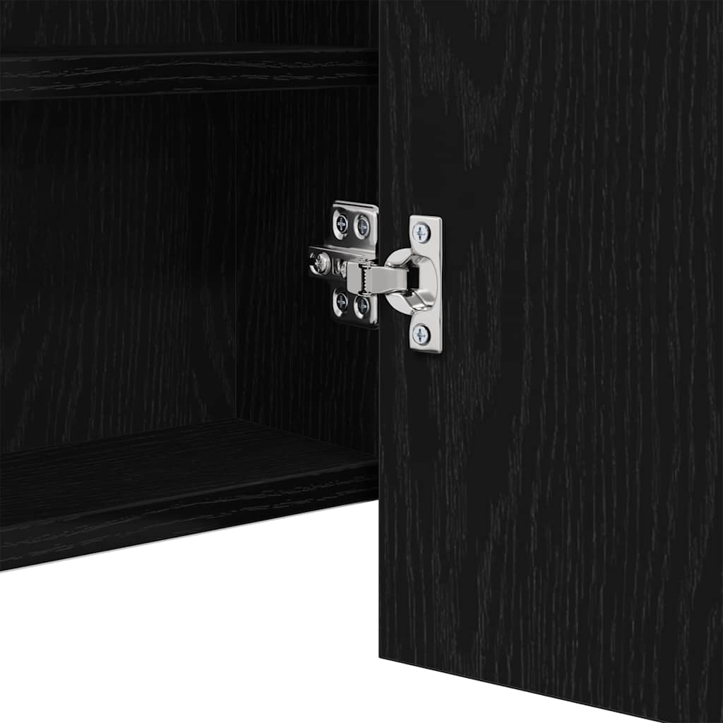LED Spiegel-Schrank Schwarz Eichen-Optik 100 x 12 x 45 cm