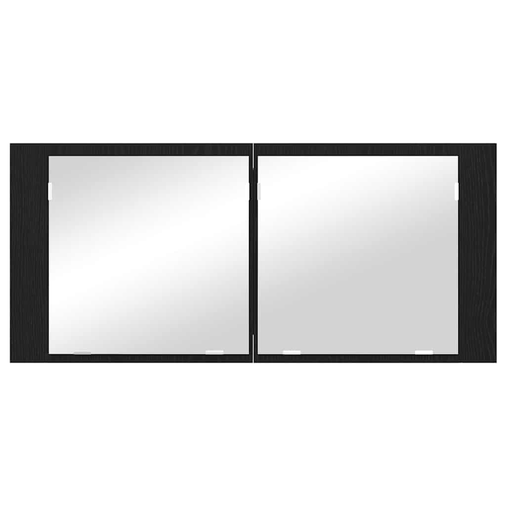 LED Spiegel-Schrank Schwarz Eichen-Optik 100 x 12 x 45 cm