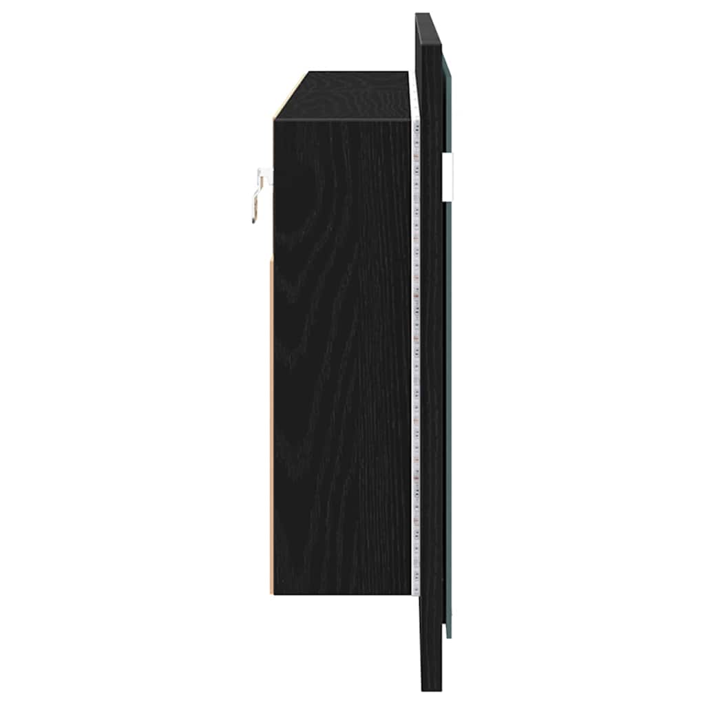LED Spiegel-Schrank Schwarz Eichen-Optik 100 x 12 x 45 cm